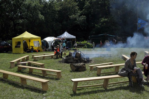 Benches around fire