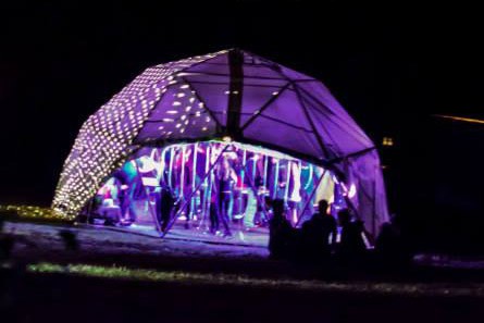 Geodesic dome at night