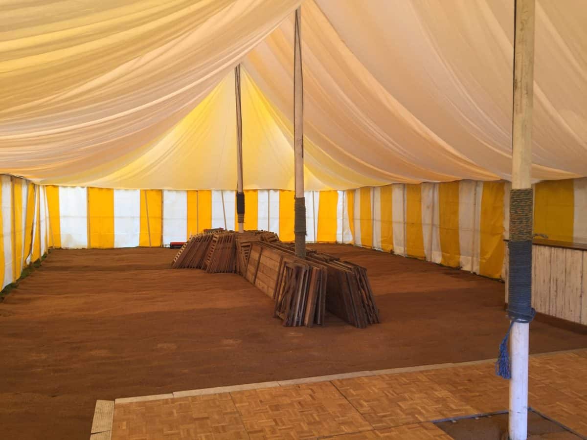 Yellow & white marquee interior empty