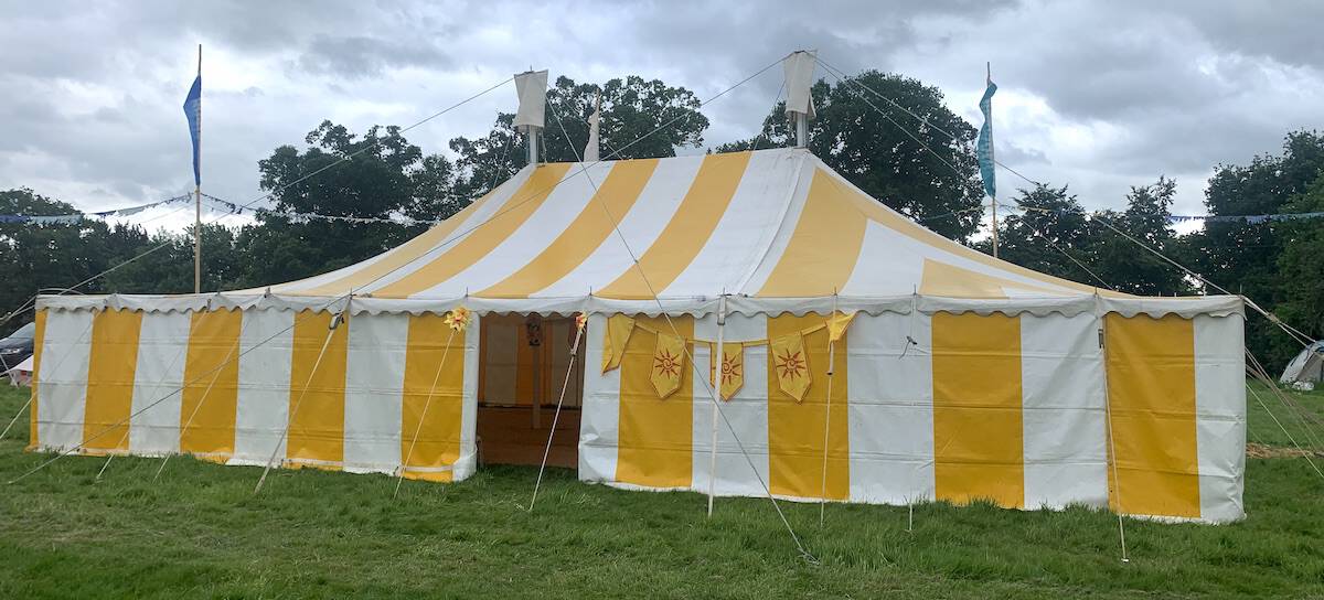 Yellow & white marquee with sides