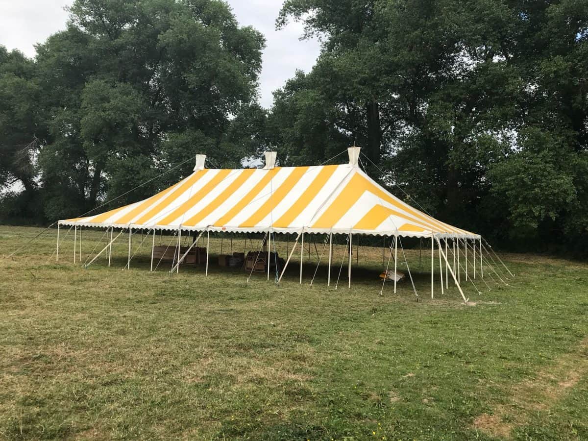 Yellow & white marquee without sides