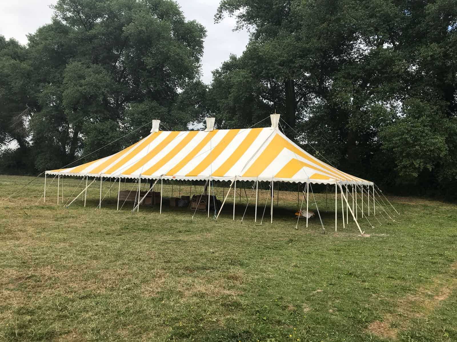 Yellow & white marquee without sides